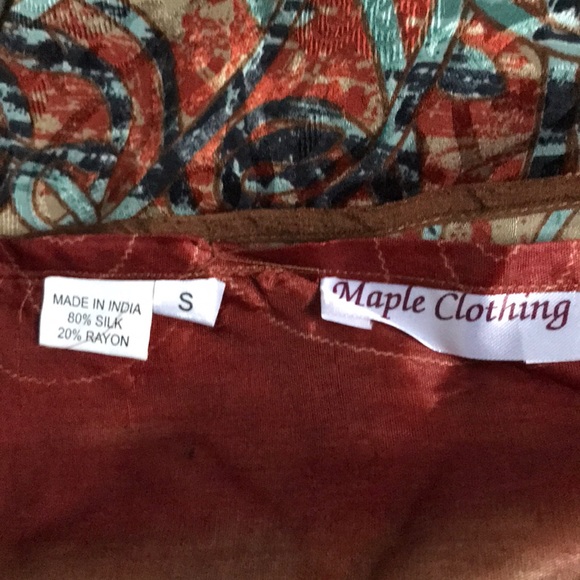 Sari wrap skirt, reversible,orange/tan/blue - Picture 12 of 12